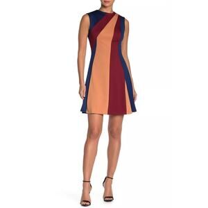 Alexia Admor Colorblock Mini Dress - Navy, Red, and Tan